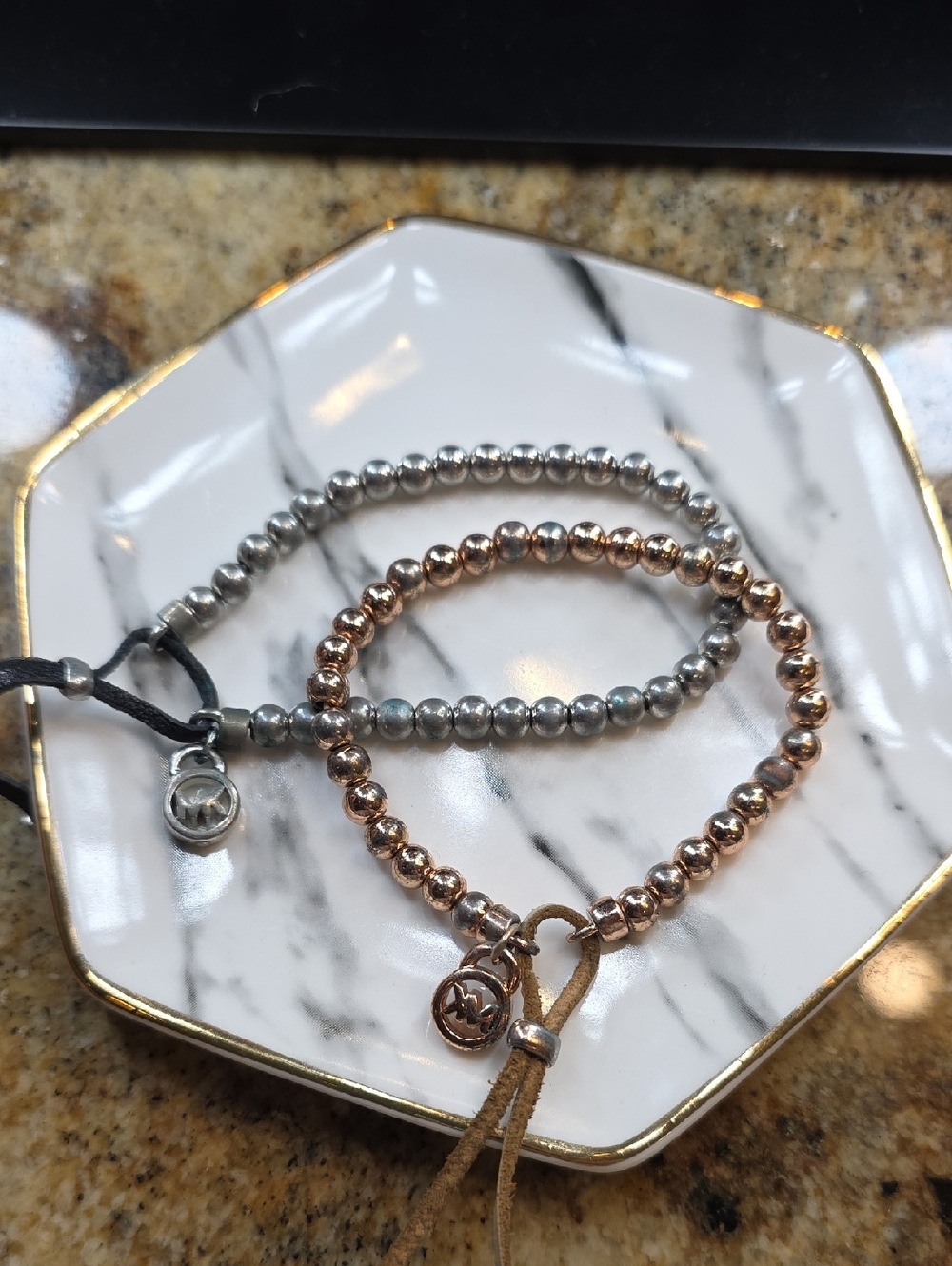 Michael Kors Rose Gold and Silver Beaded Bracelet Set